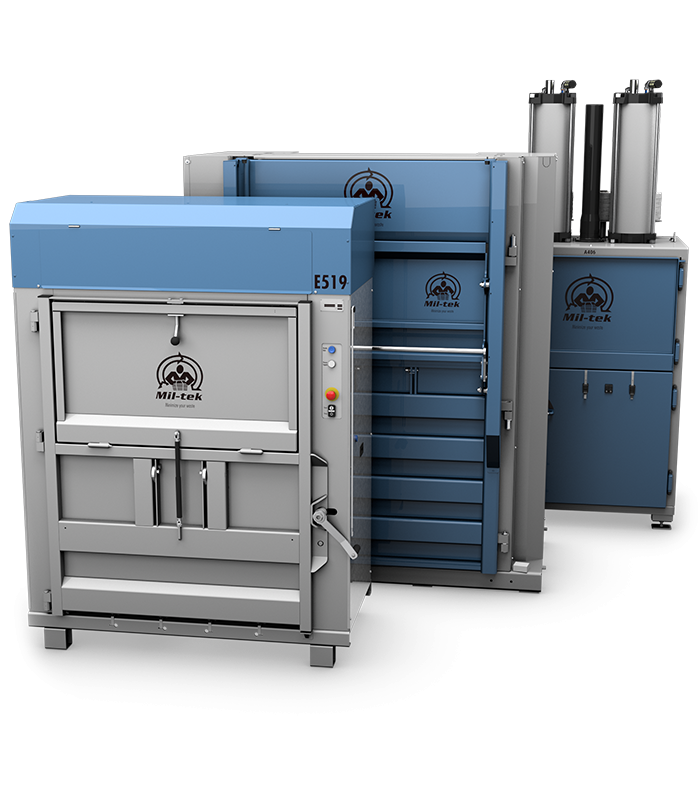 Tre stora pressar för bulksäckar