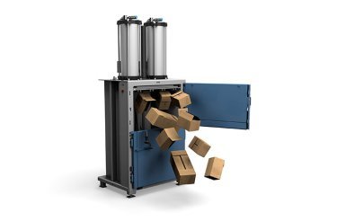 Balpress som komprimerar kartong