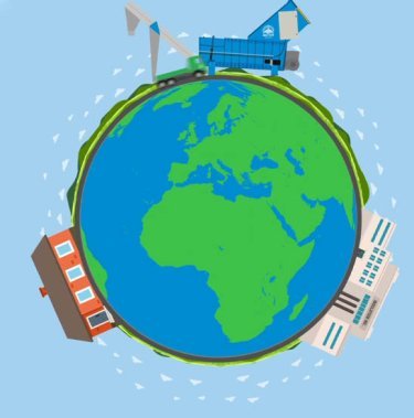 Jorden och en isoleringskomprimator som illustrerar cirkulär ekonomi