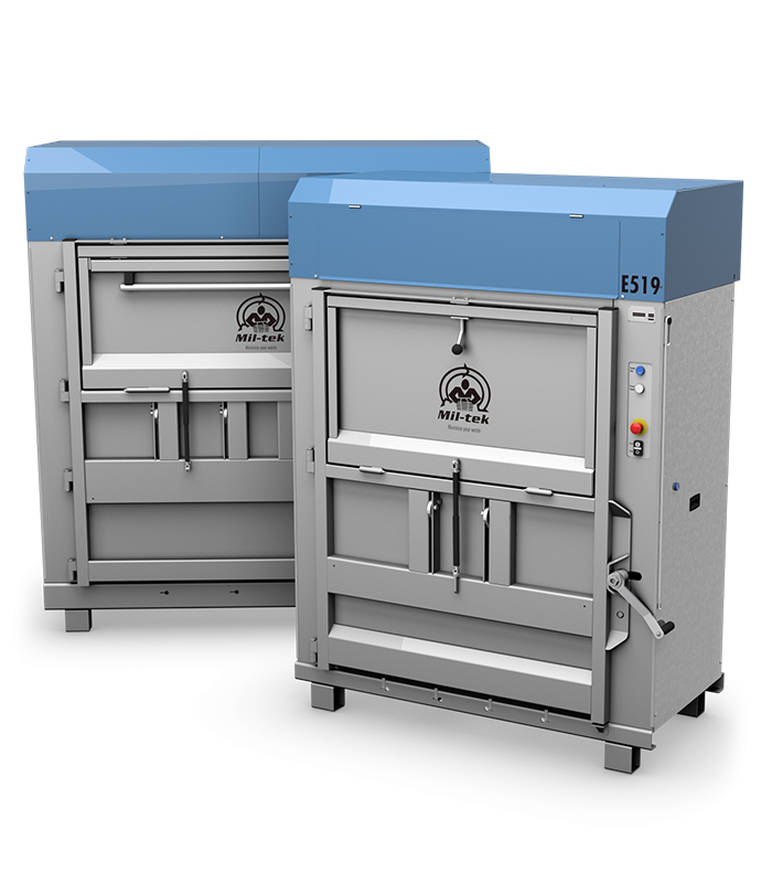 Två elektriska pressar för PET-plastflaskor