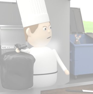 Man som håller en avfallspåse vid en utomhuscontainer