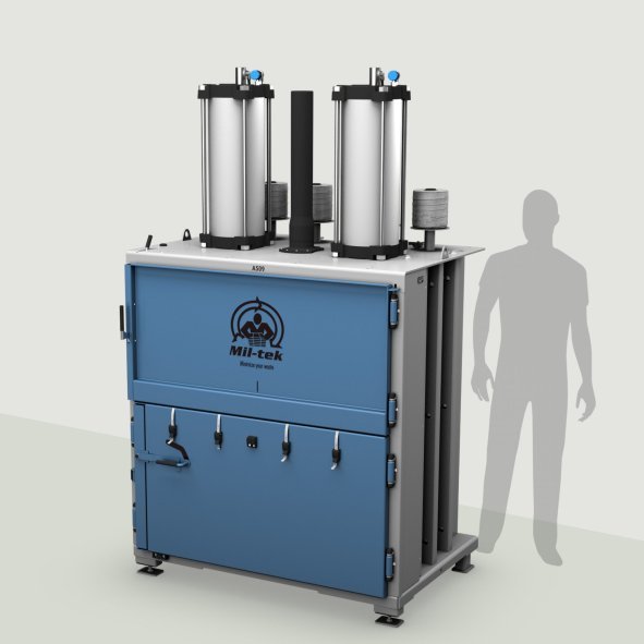 A509-2026-papperspress-plastpress-blå-maskin-grå-bakgrund